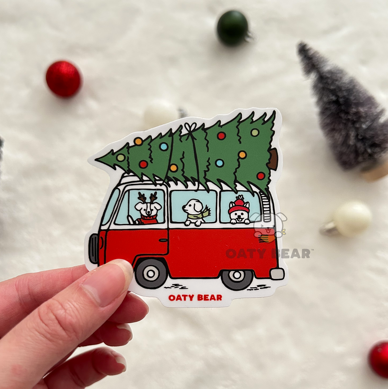 Winter Van Dog Adventure Vinyl Sticker