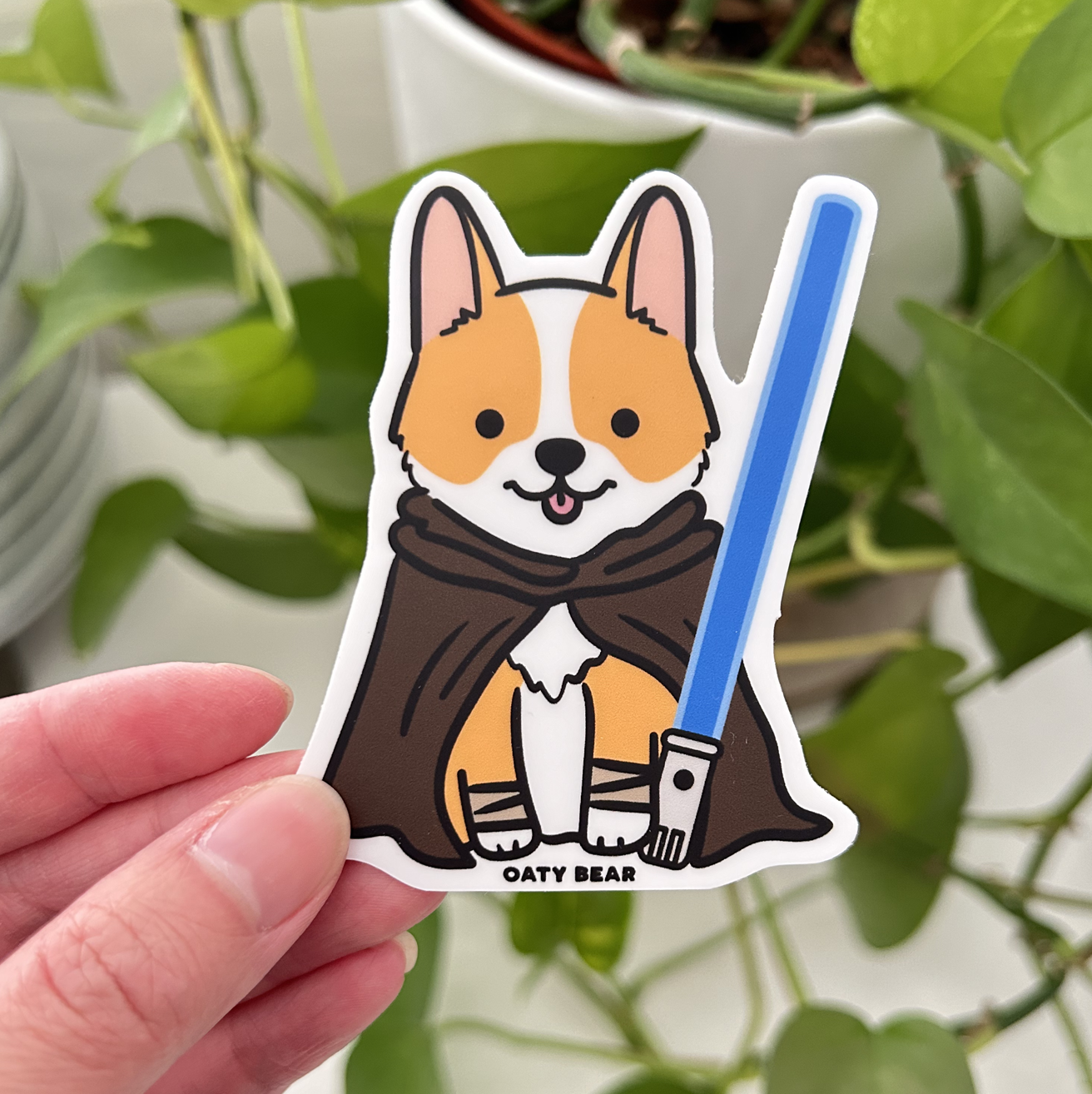 Star Paws Jedi Corgi Vinyl Sticker