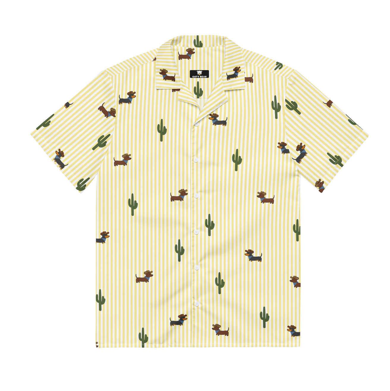 Doxie Cowboy Desert Unisex button shirt | Light Yellow Stripe
