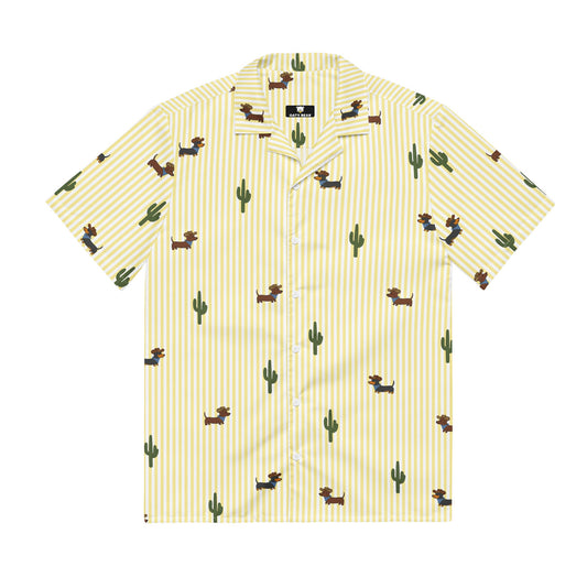 Doxie Cowboy Desert Unisex button shirt | Light Yellow Stripe