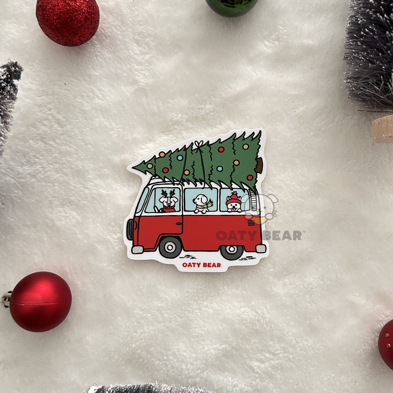 Winter Van Dog Adventure Vinyl Sticker