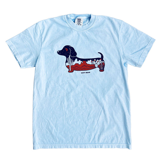 Doxie Desertscape Comfort Colors Unisex T-shirt | Hydrangea