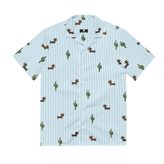 Doxie Cowboy Desert Unisex button shirt | Blue Stripe