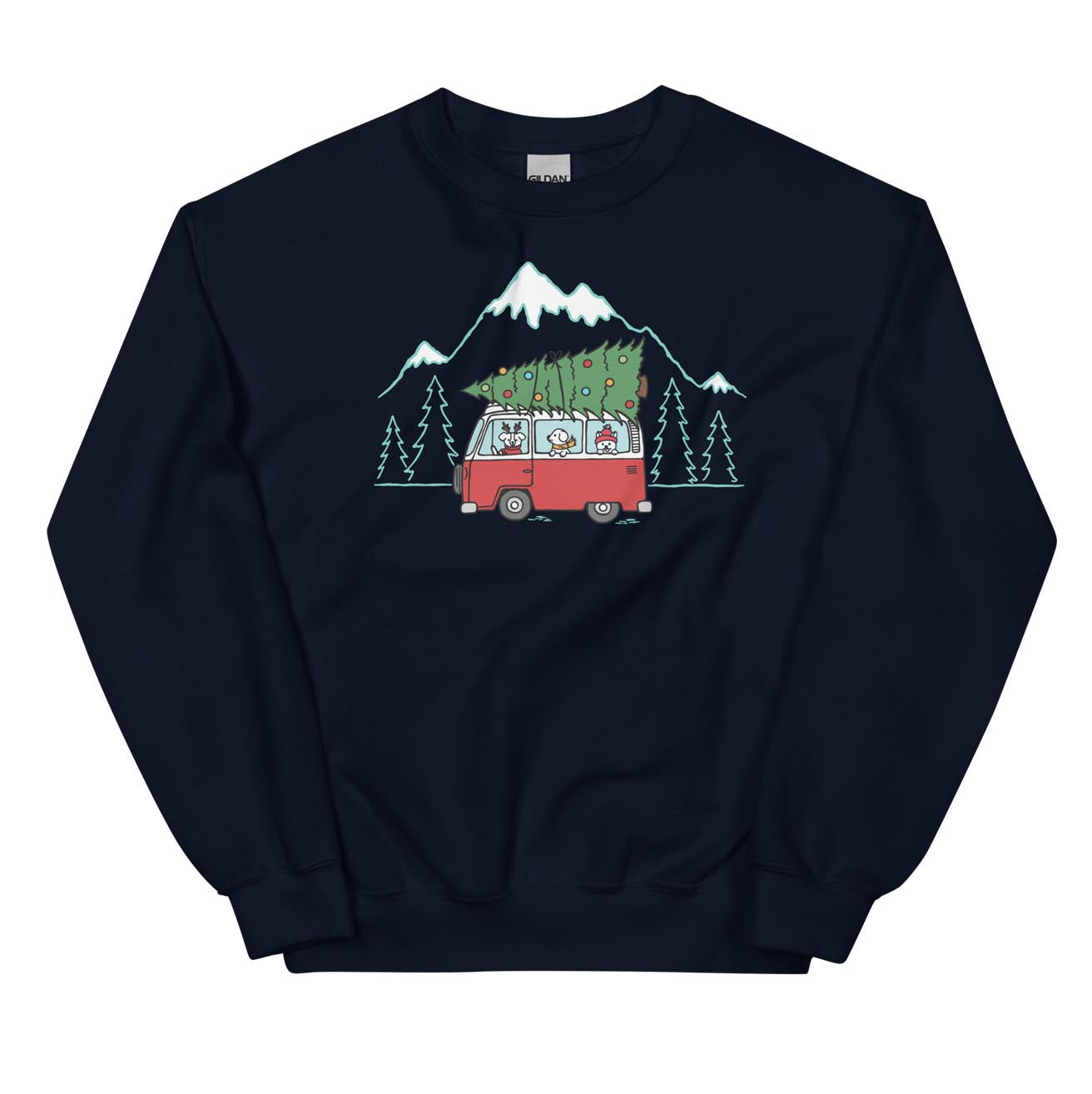 Holiday Van Dog Adventure Unisex Sweatshirt | Navy