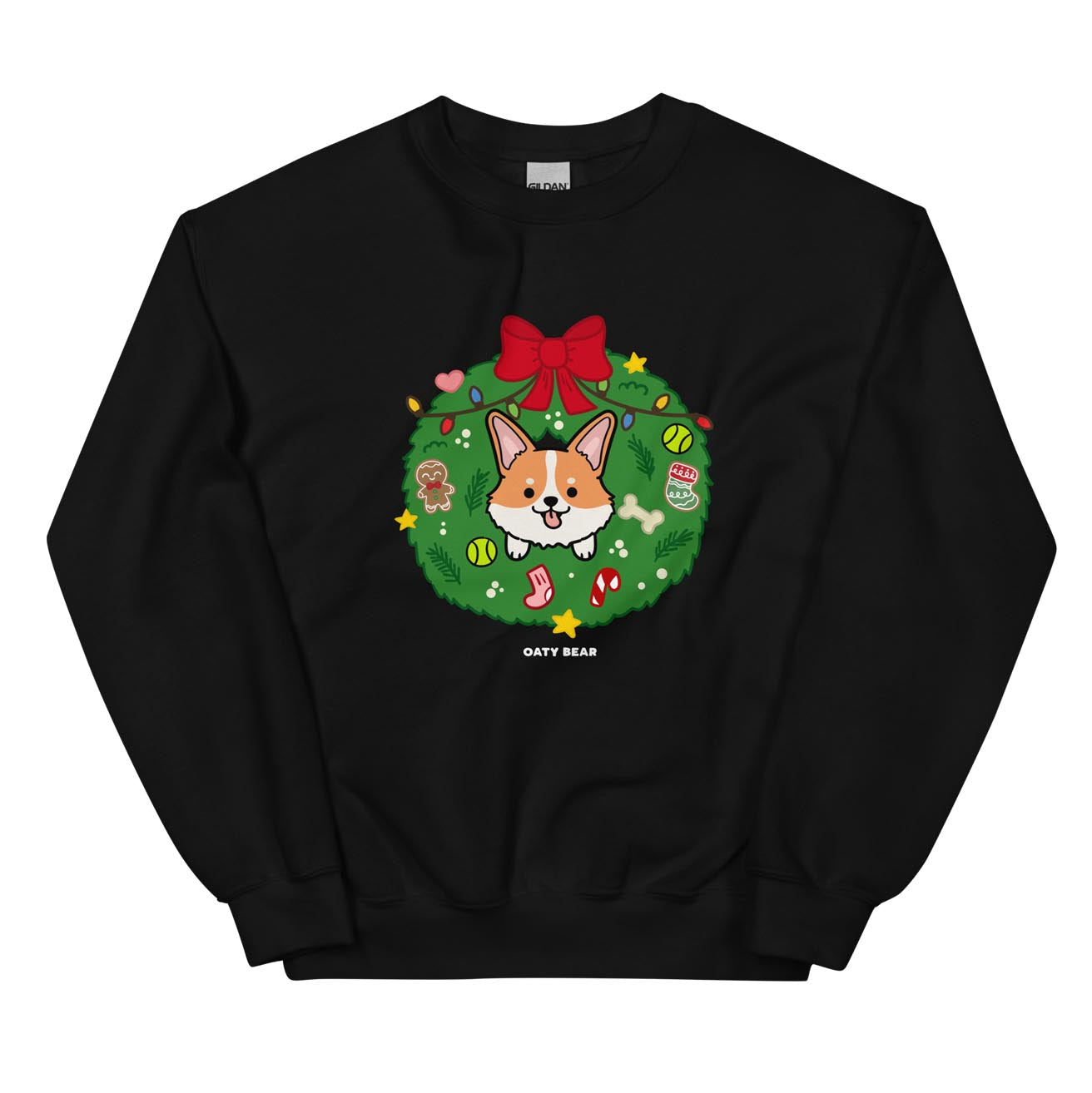 Holiday Wreath Corgi Unisex Sweatshirt | Black