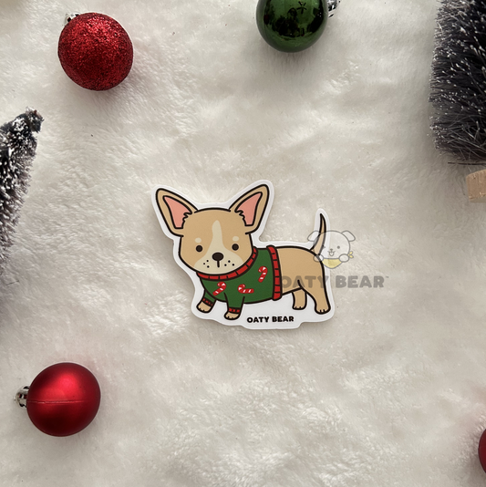 Winter Chihuahua Ugly Sweater Vinyl Sticker