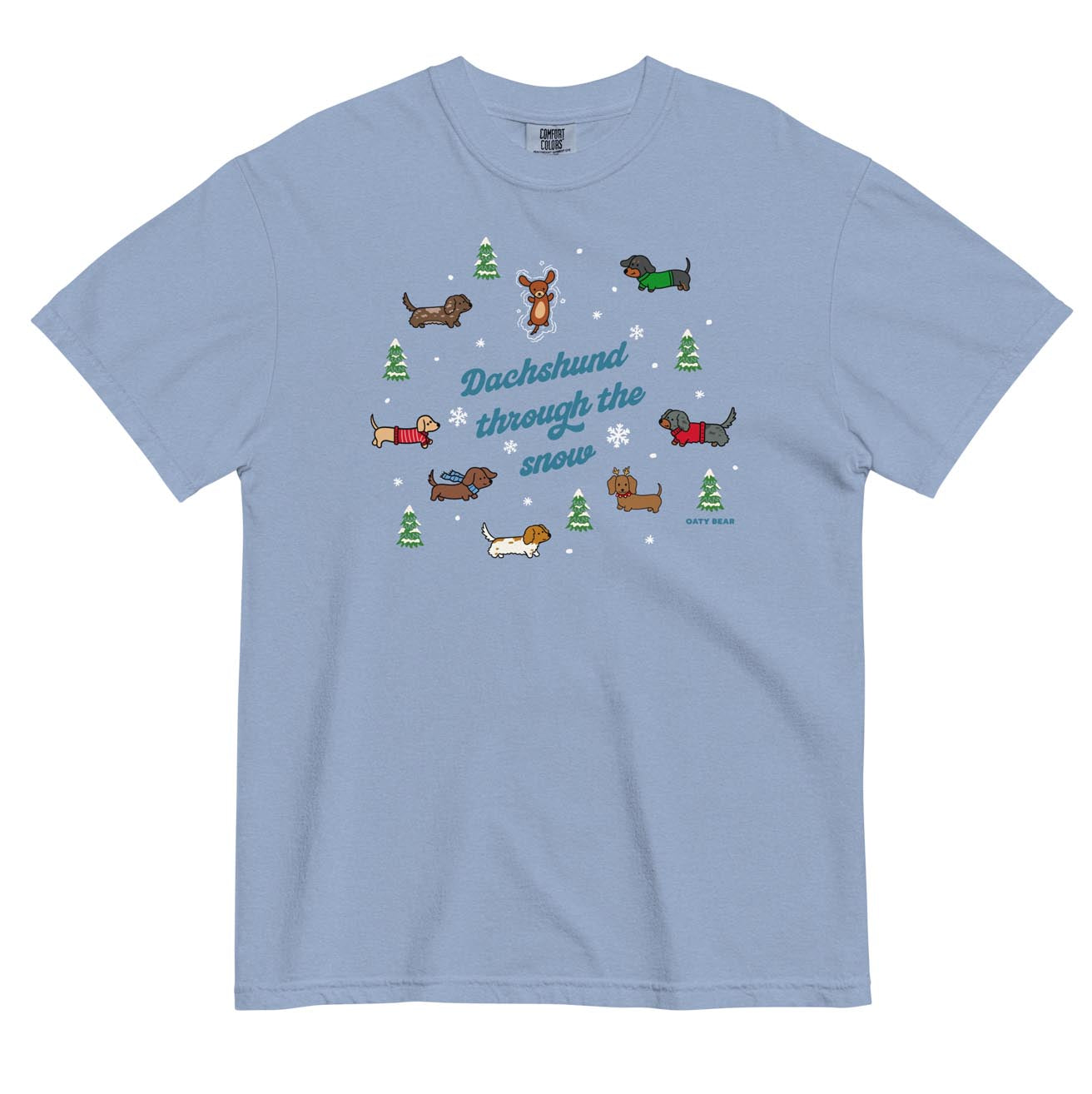 Dachshund Through the Snow Comfort Colors Unisex T-shirt | WASHED DENIM