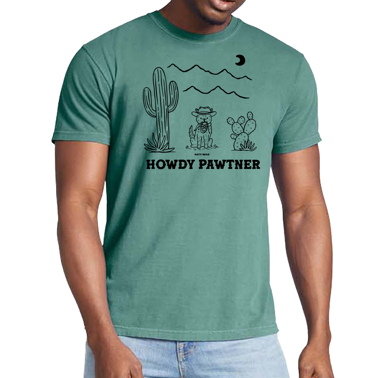 Howdy Pawtner Comfort Colors T-shirt | Light Green