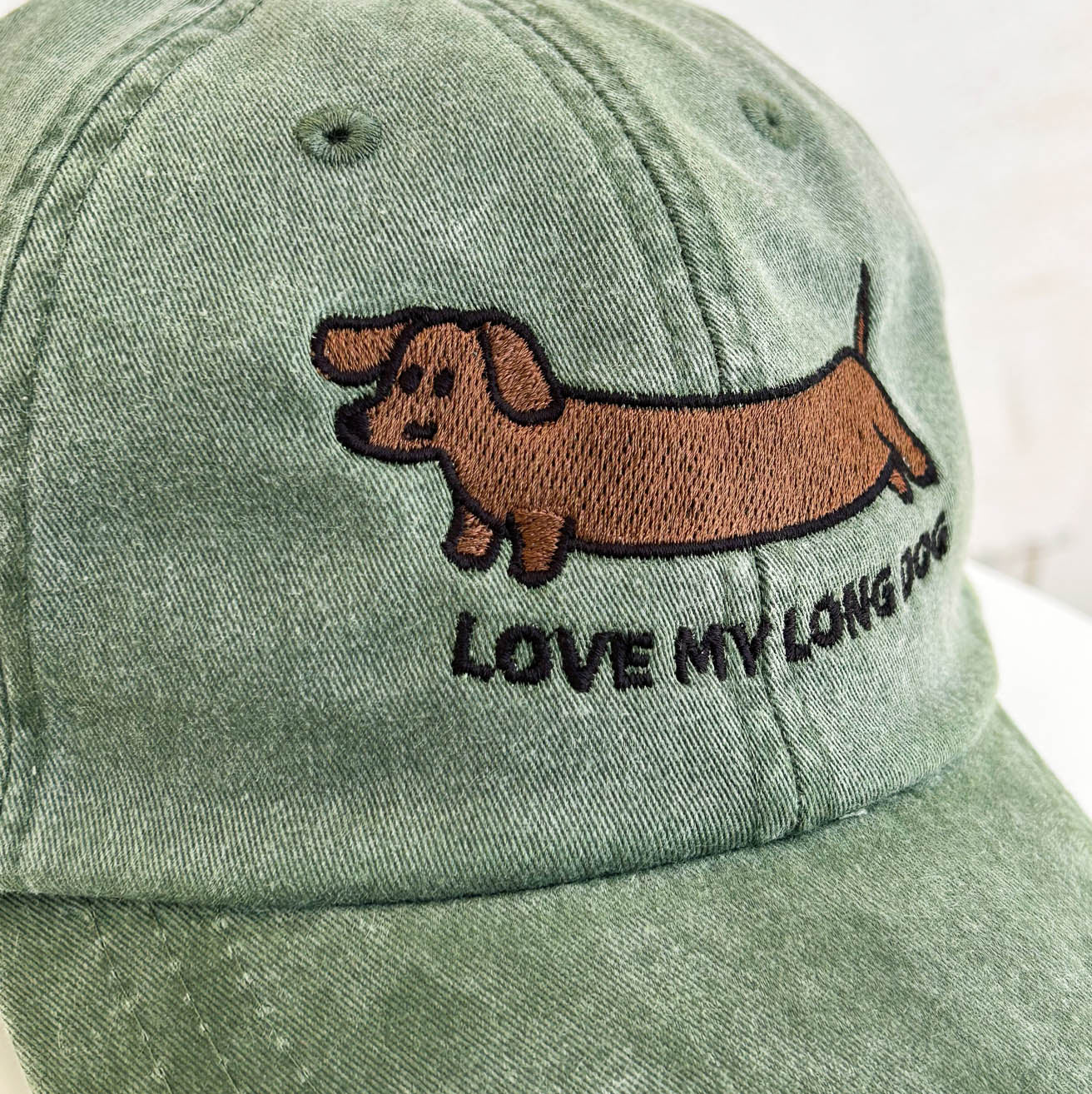 Doxie: Love My Long Dog Dad Hat | Spruce Green