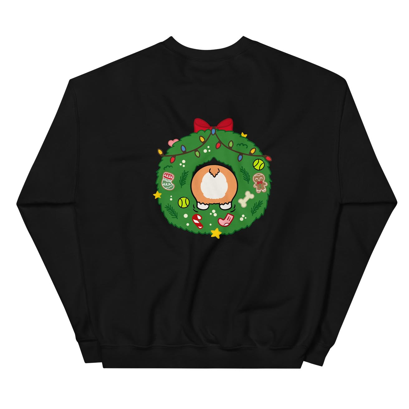 Holiday Wreath Corgi Unisex Sweatshirt | Black