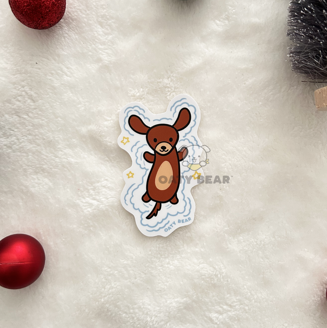 Winter Dachshund Snow Vinyl Sticker