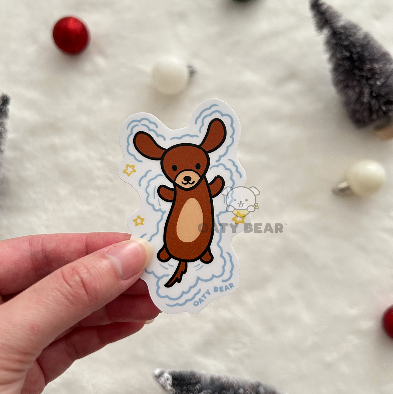 Winter Dachshund Snow Vinyl Sticker