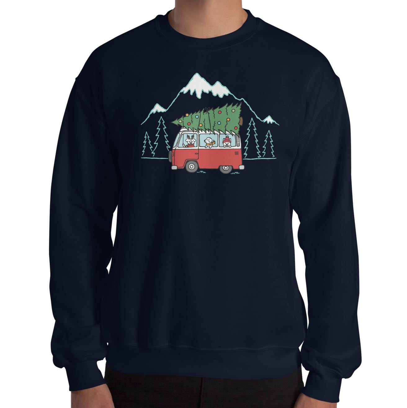 Holiday Van Dog Adventure Unisex Sweatshirt | Navy