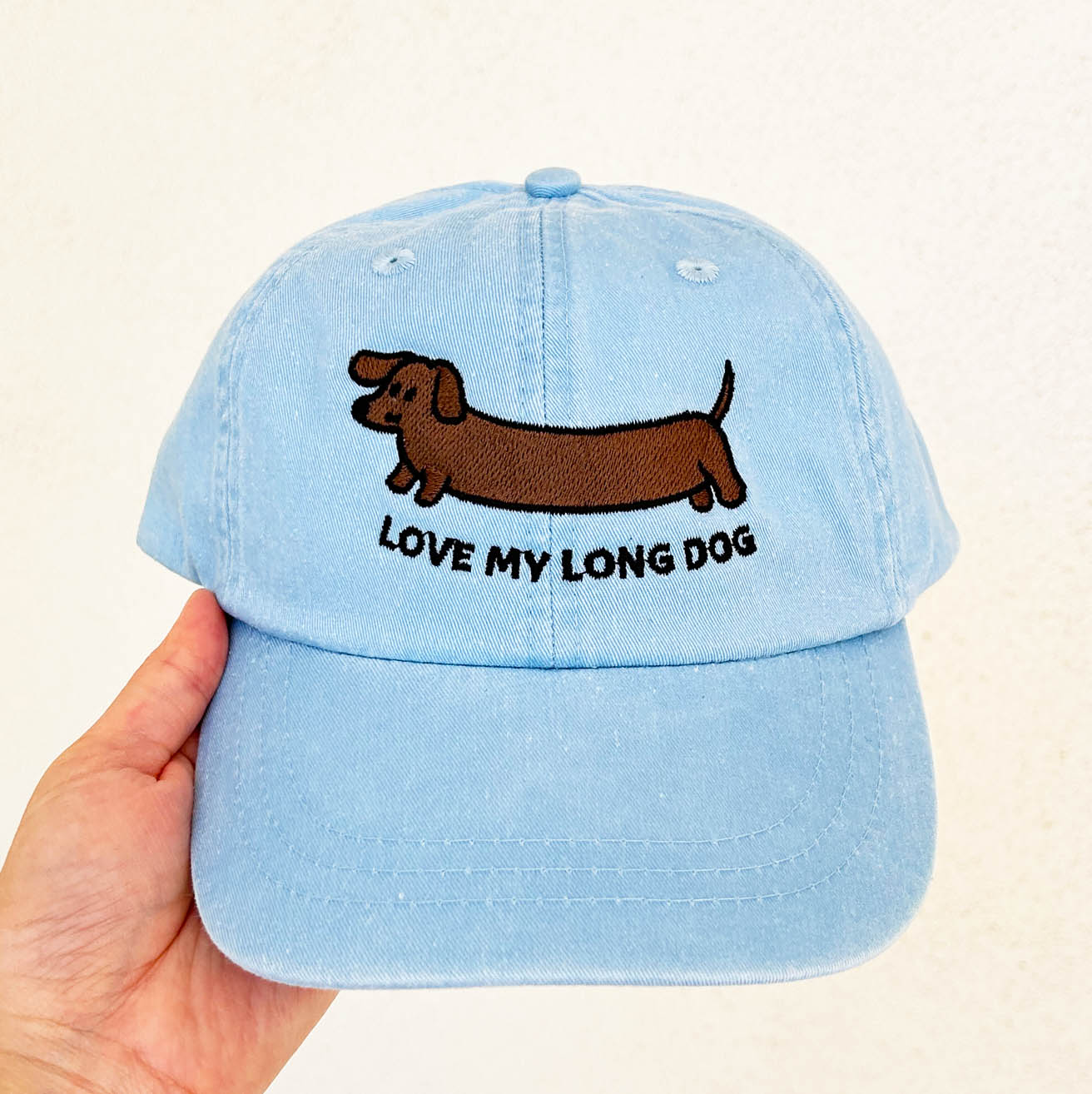 Doxie: Love My Long Dog Dad Hat | Baby Blue