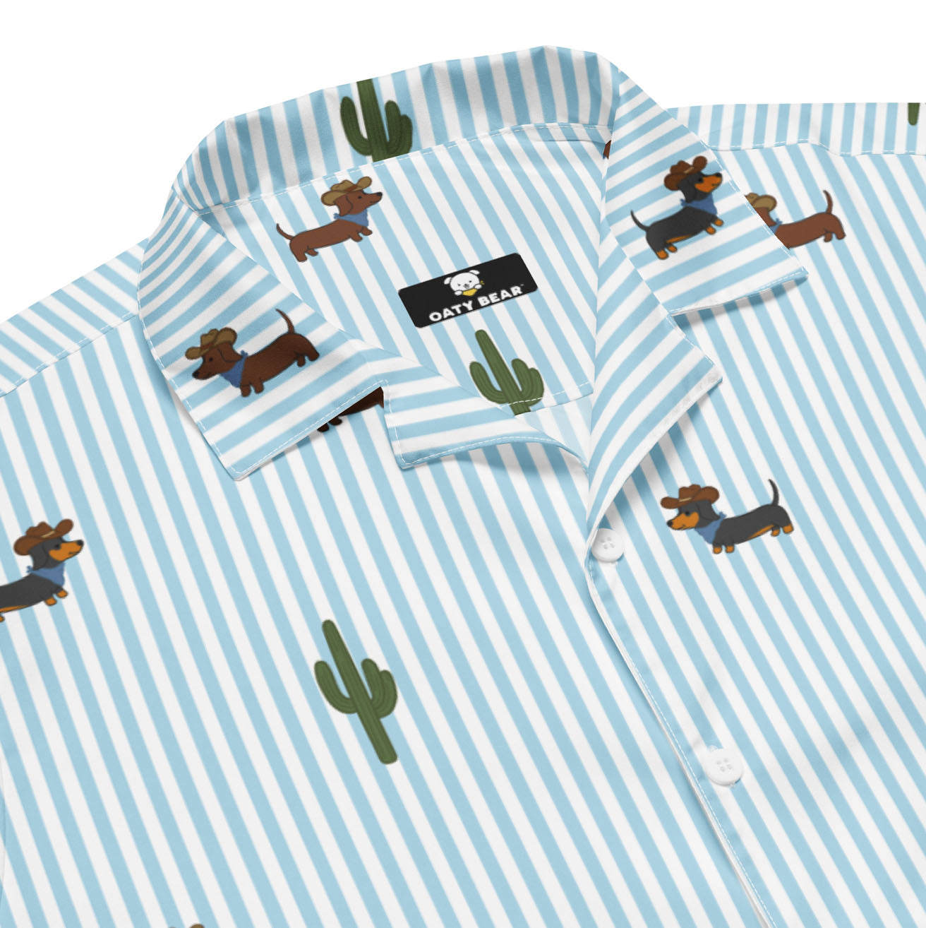 Doxie Cowboy Desert Unisex button shirt | Blue Stripe