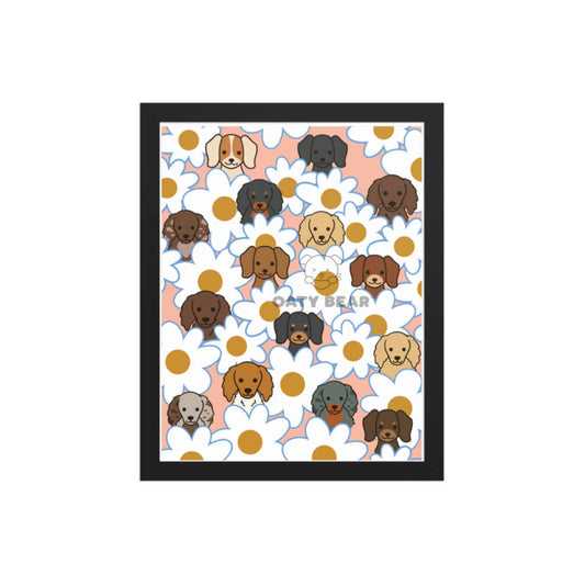 Art Print | Floral Doxie & Daisy  | 11x14