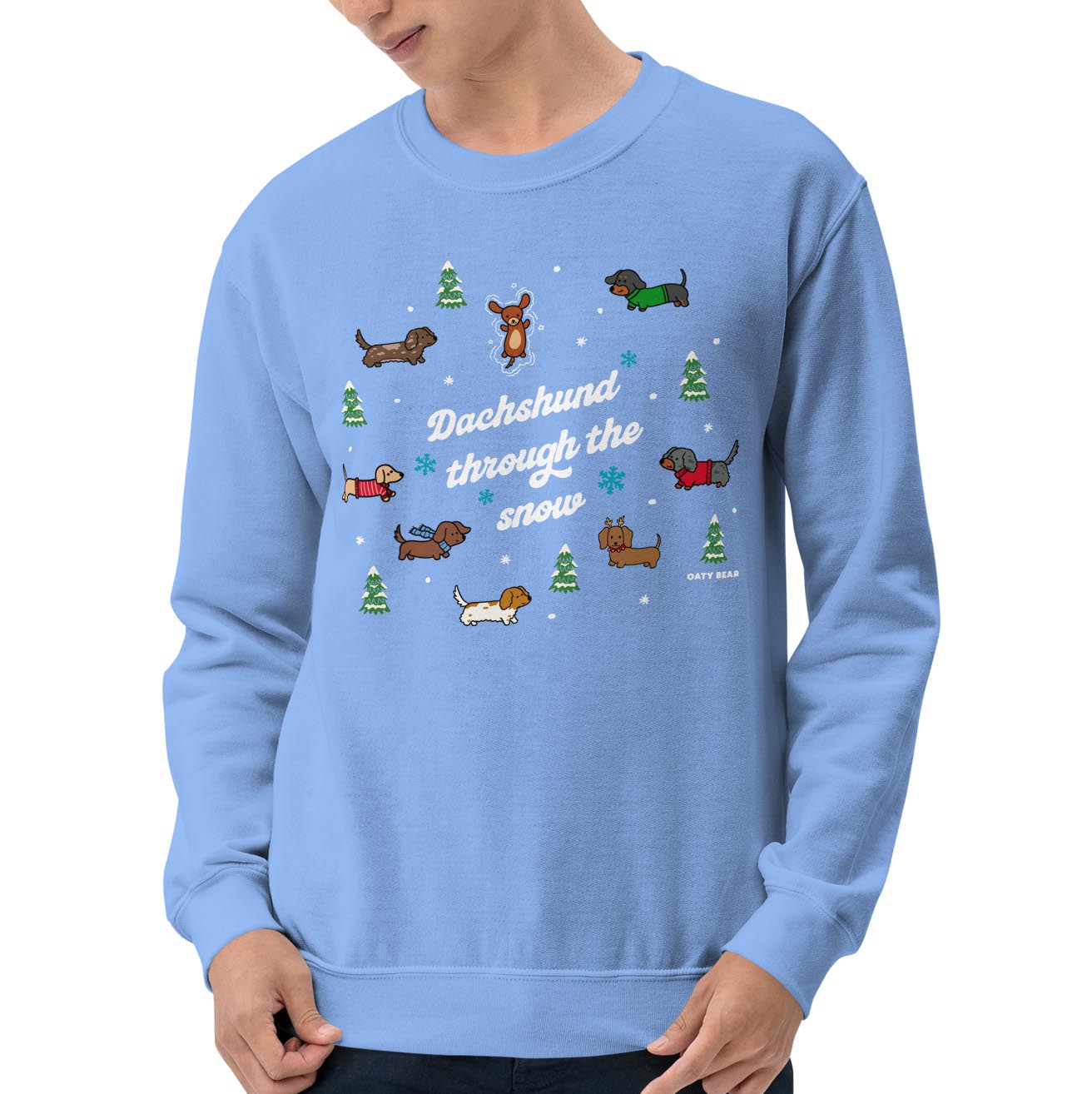 Dachshund Through the SNow Unisex Sweatshirt | Carolina Blue