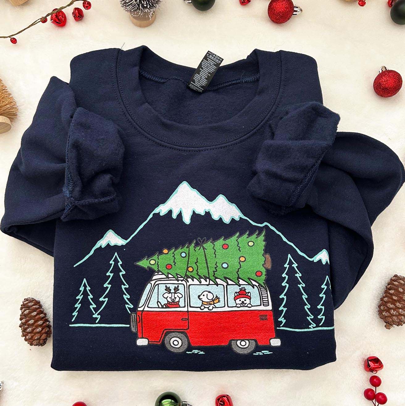 Holiday Van Dog Adventure Unisex Sweatshirt | Navy