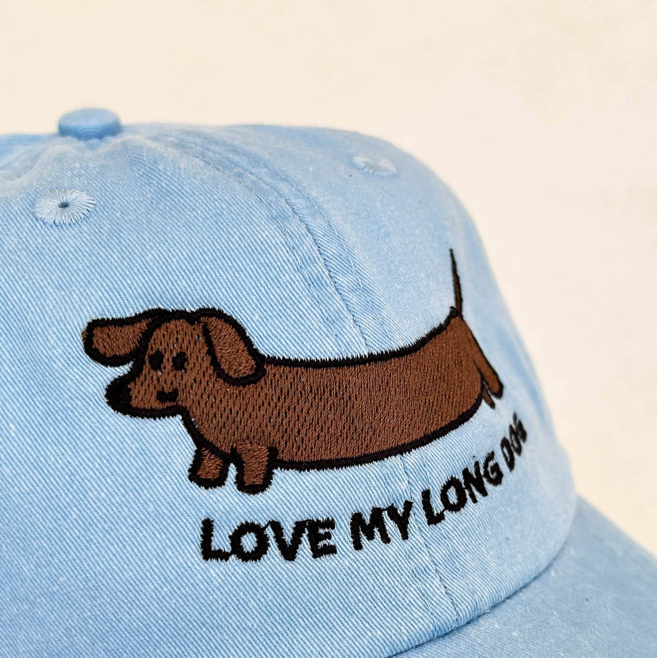 Doxie: Love My Long Dog Dad Hat | Baby Blue