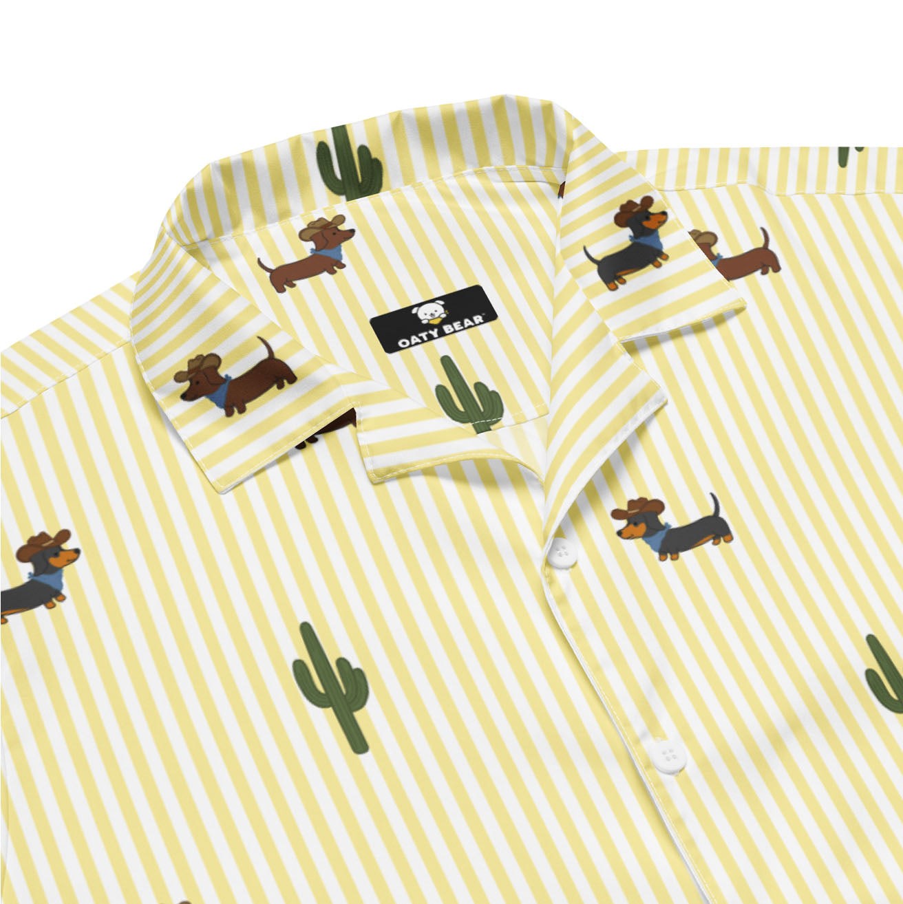 Doxie Cowboy Desert Unisex button shirt | Light Yellow Stripe
