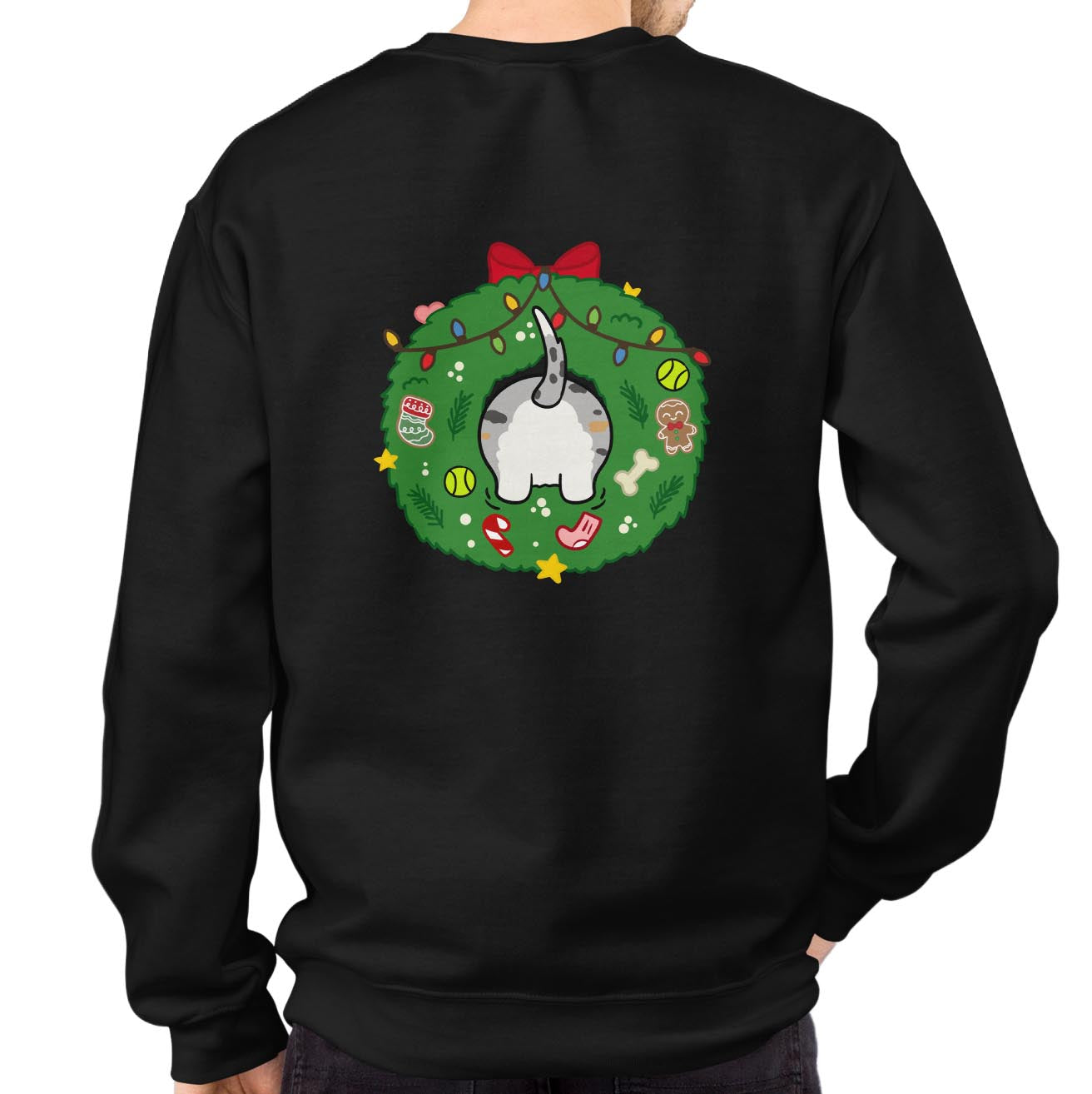 Holiday Wreath Corgi Blue Merle Unisex Sweatshirt | Black