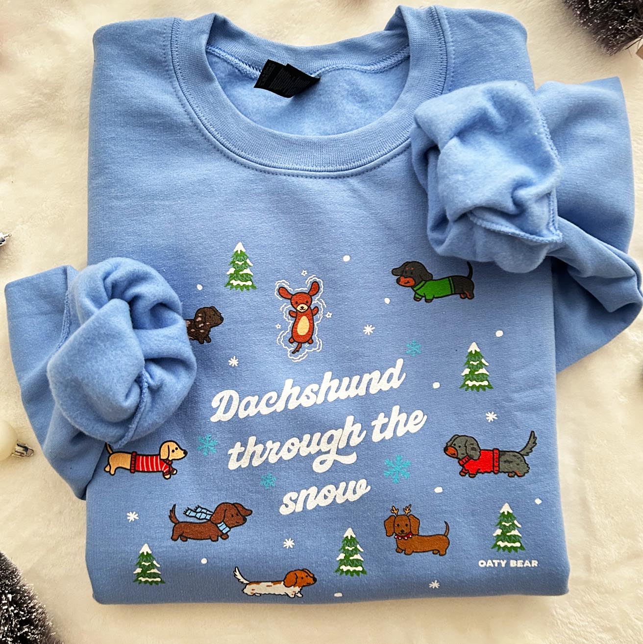 Dachshund Through the SNow Unisex Sweatshirt | Carolina Blue