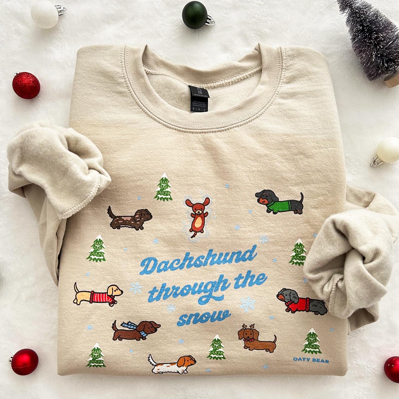 Dachshund Through the Snow Unisex Sweatshirt | Sand