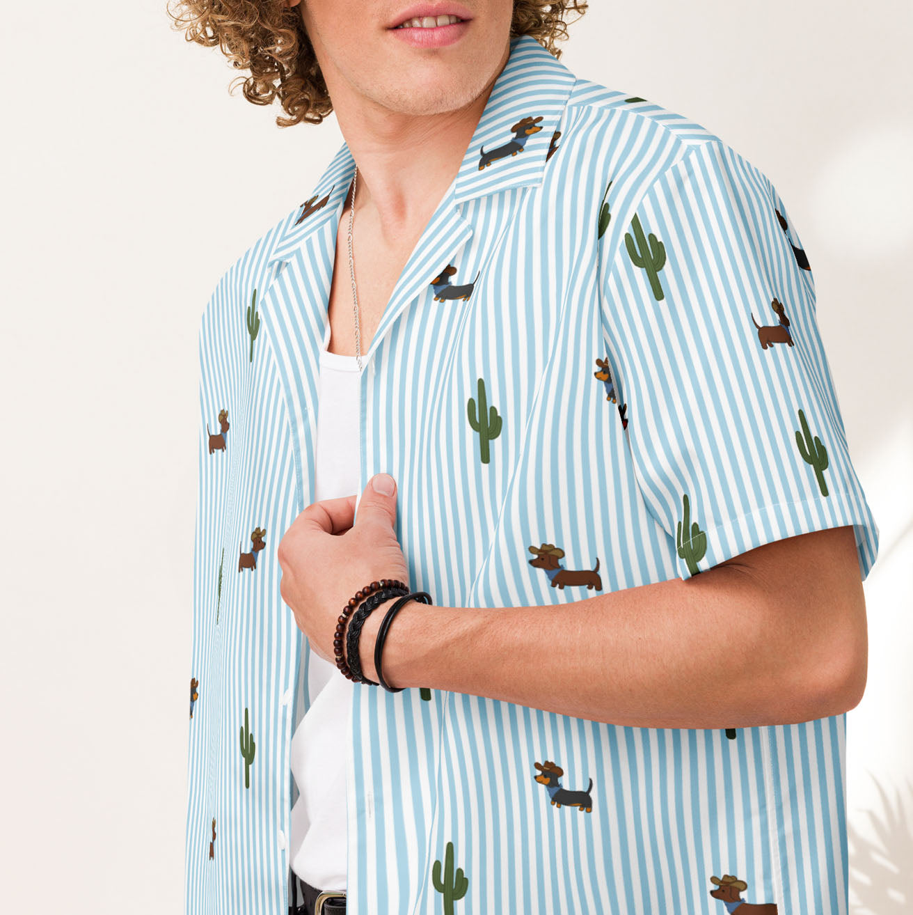 Doxie Cowboy Desert Unisex button shirt | Blue Stripe