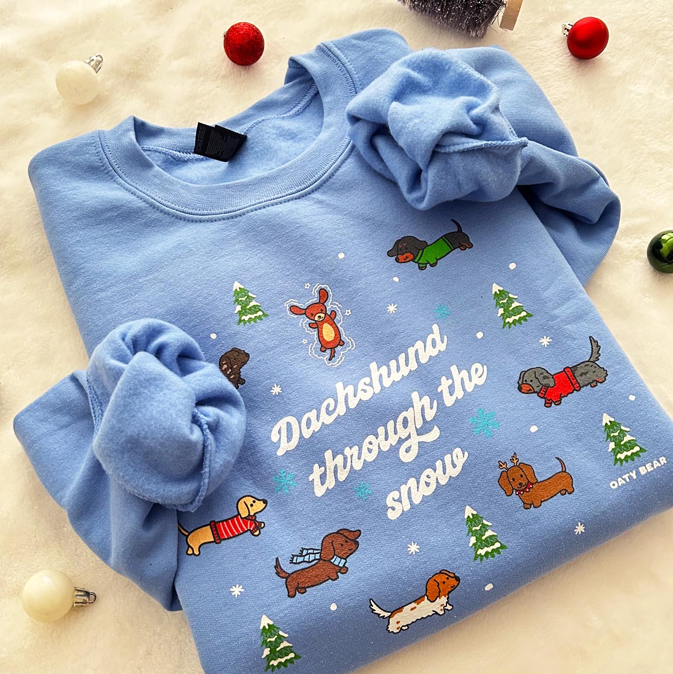 Dachshund Through the SNow Unisex Sweatshirt | Carolina Blue