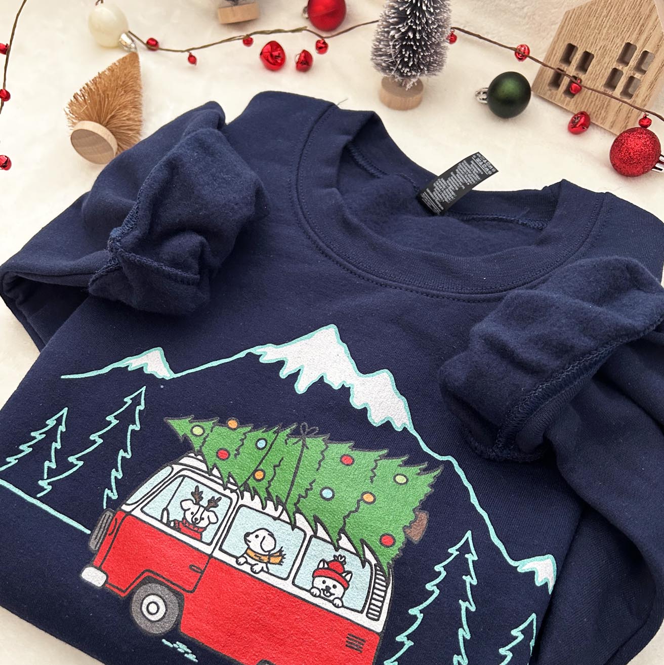 Holiday Van Dog Adventure Unisex Sweatshirt | Navy