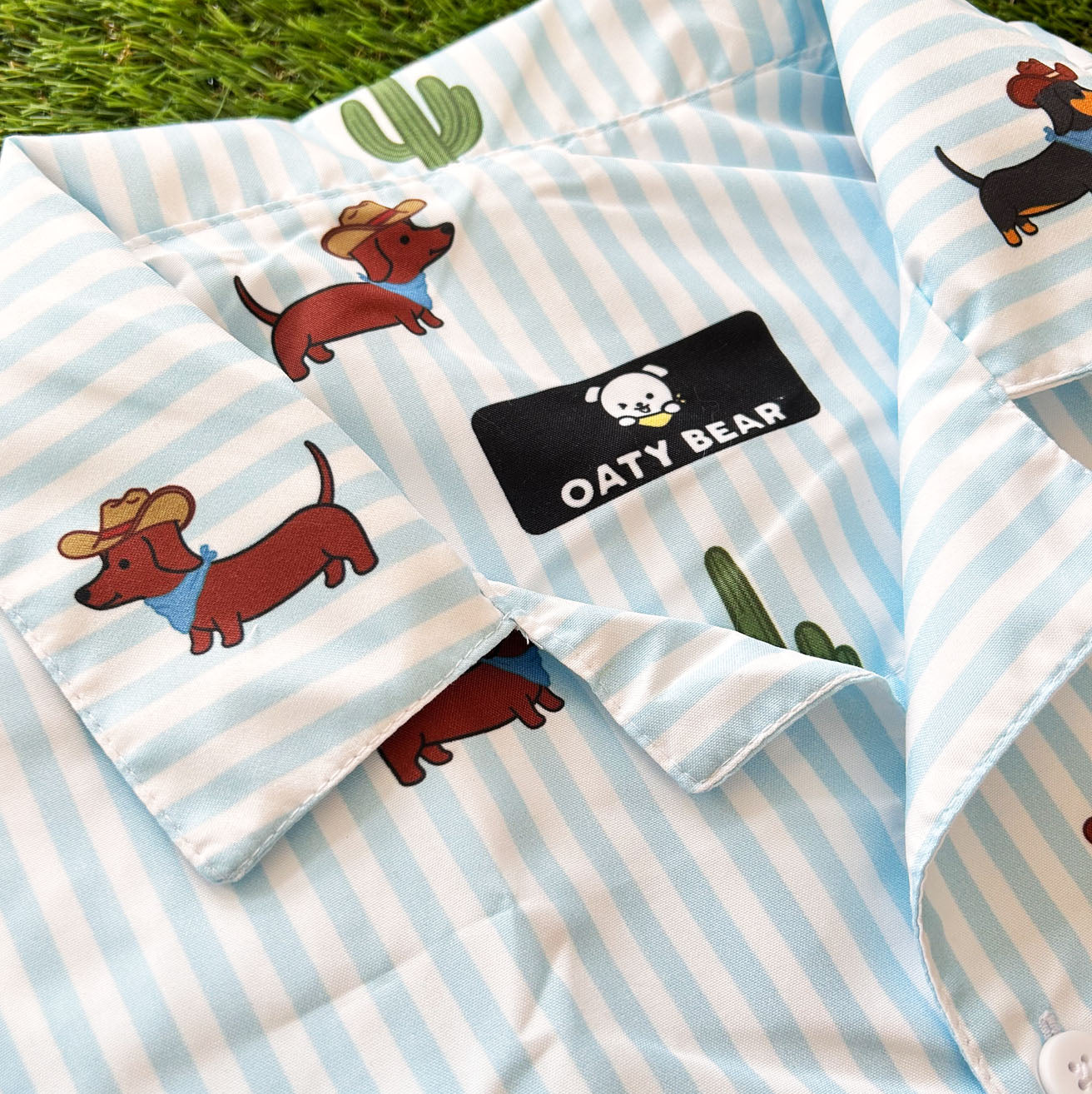 Doxie Cowboy Desert Unisex button shirt | Blue Stripe