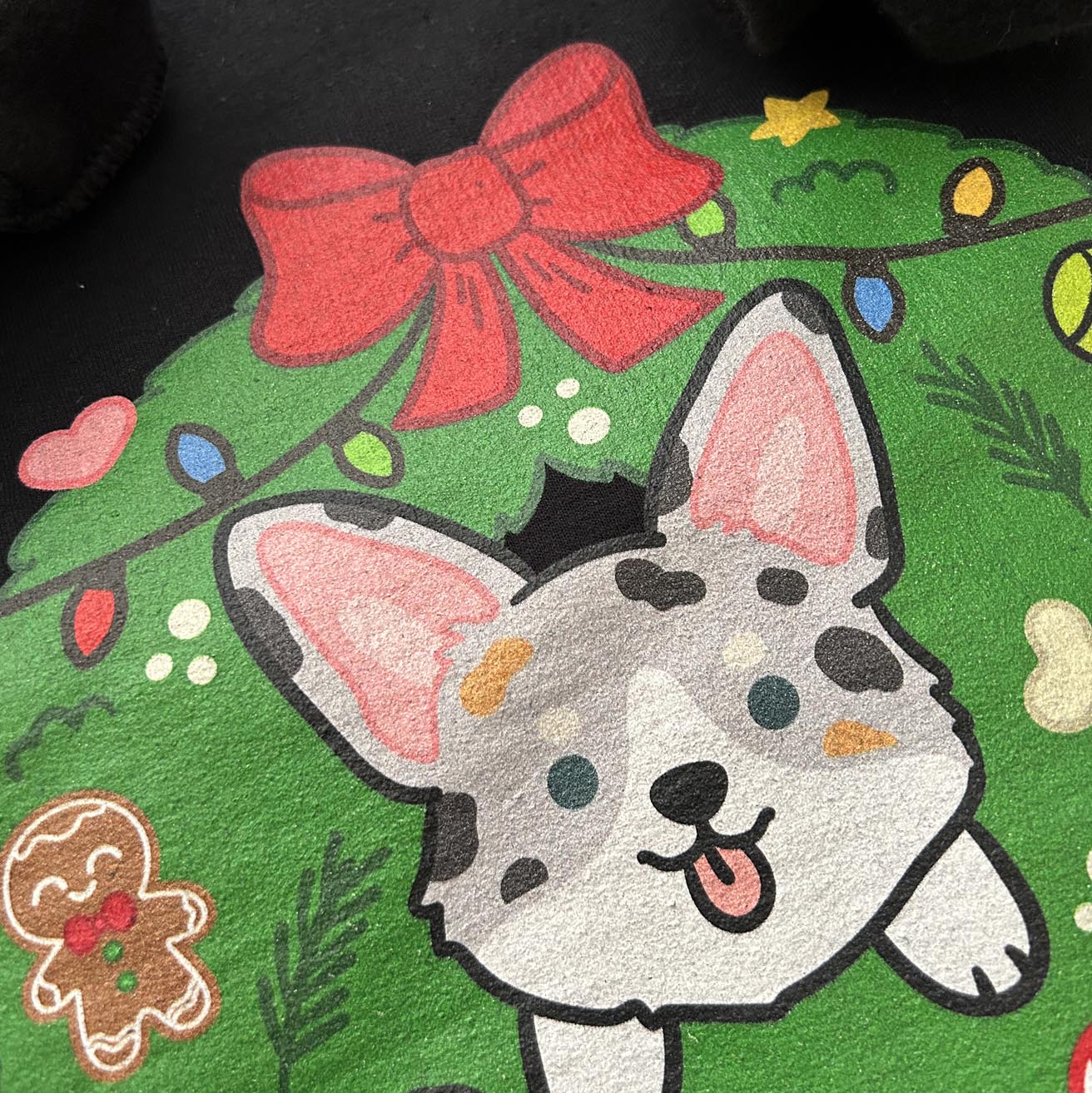 Holiday Wreath Corgi Blue Merle Unisex Sweatshirt | Black