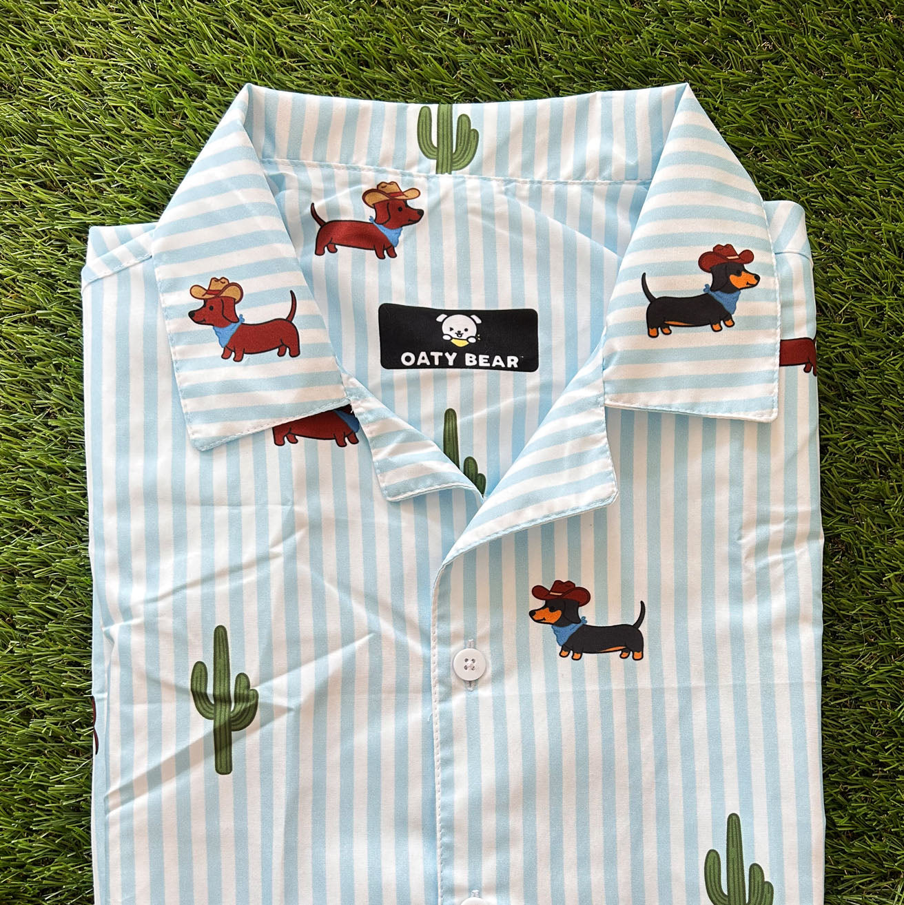 Doxie Cowboy Desert Unisex button shirt | Blue Stripe