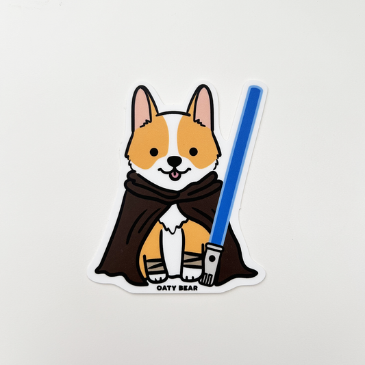 Star Paws Jedi Corgi Vinyl Sticker