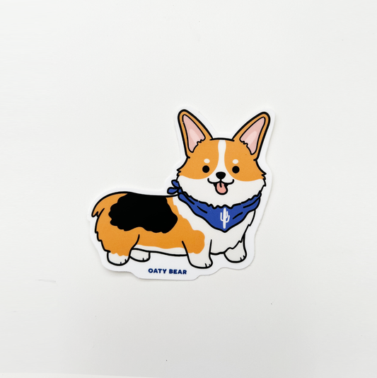 Corgi Red Tricolor with Cactus Bandana Vinyl Sticker