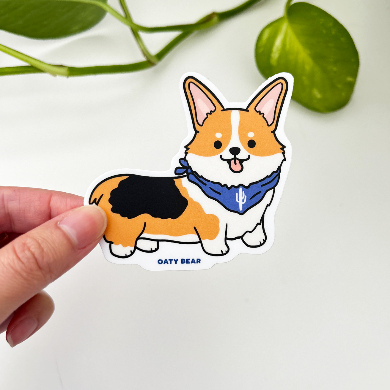 Corgi Red Tricolor with Cactus Bandana Vinyl Sticker