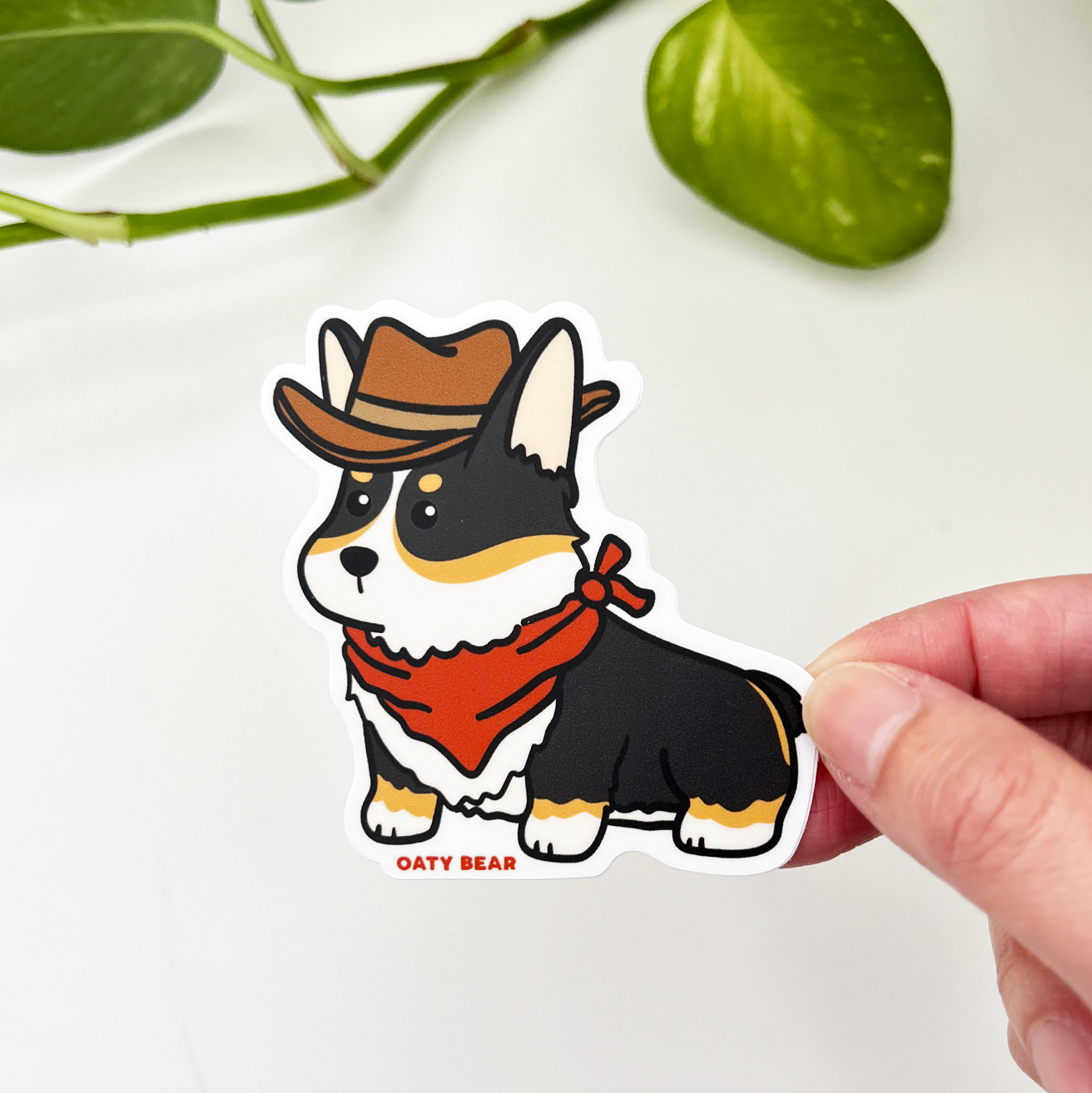 Corgi Cowboy Tricolor Vinyl Sticker