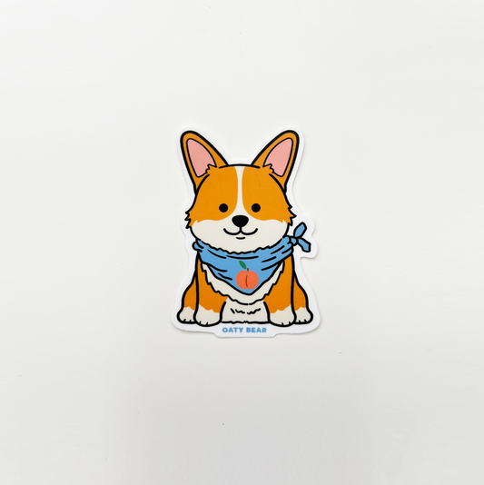 Corgi Red with Peach Bandana Vinyl Sticker