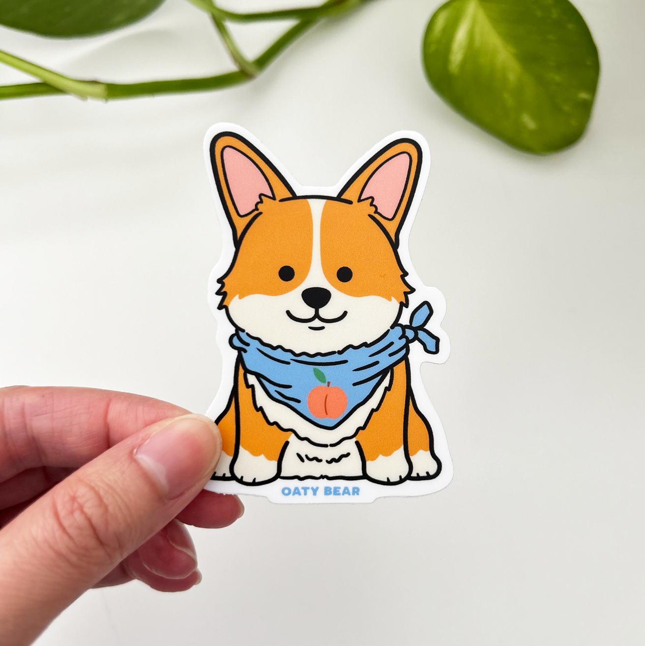 Corgi Red with Peach Bandana Vinyl Sticker