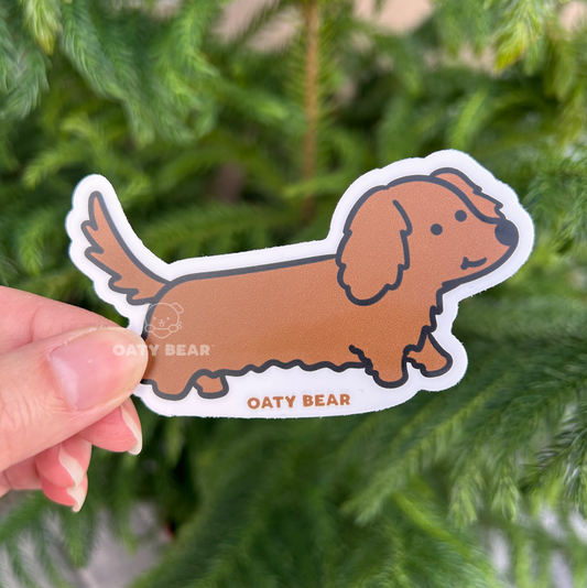 Doxie - Longhaired Brown Vinyl Sticker