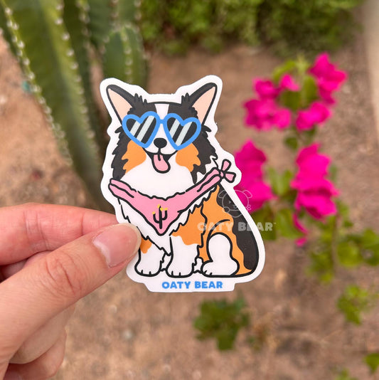 Corgi Tri-Color  w/ Sunglasses Vinyl Sticker