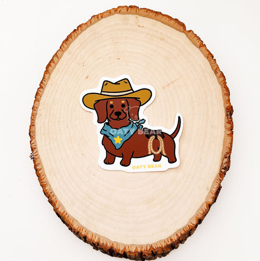 Doxie Western Brown Vinyl Sticker