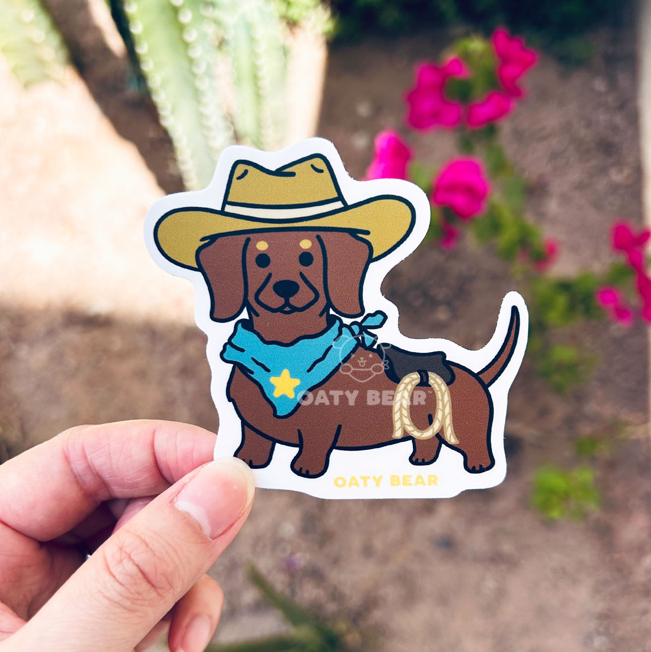 Doxie Western Brown Vinyl Sticker