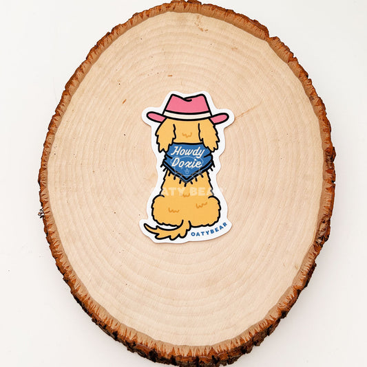 Doxie Howdy Longhaired Vinyl Sticker