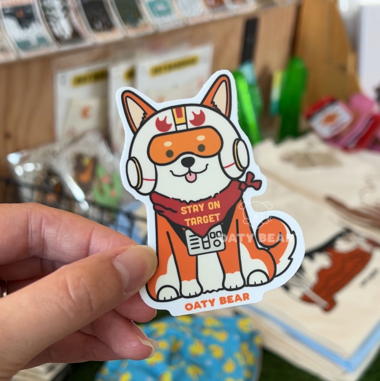 Star Paws Shiba Pilot Vinyl Sticker