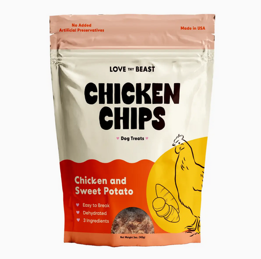 Love Thy Beast -Chicken Chips, Dehydrated Dog Treats, 5-oz bag